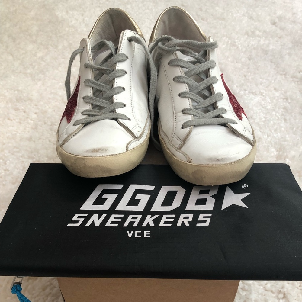 Golden Goose red glitter super stars